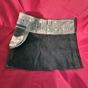 Black Corduroy Festval wrap skirt